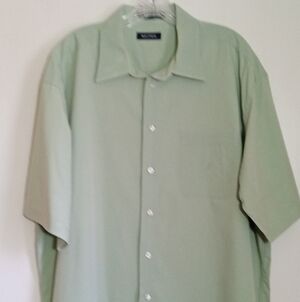 Nautica sage green short sleeve button down shirt men XXL